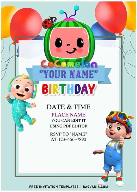 cocomelon birthday invitation template