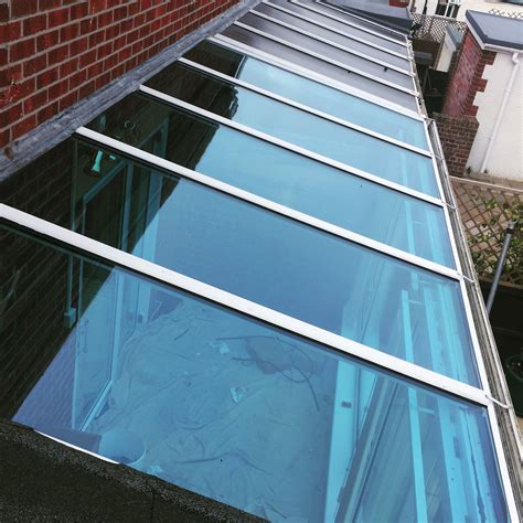 replaced   polycarbonate roof  energy efficient blue tinted toughened safety glass
