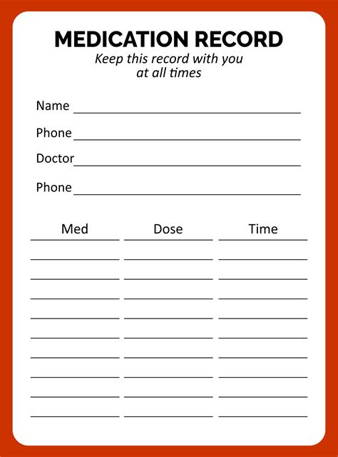printable medication list  wallet