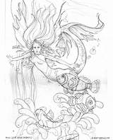 Mermaid Coloring Pages Fairy Jody Bergsma Enchanted Adults Colouring Adult Designs Realistic Fantasy Detailed Fairies Save Drawings Printable Mermaids Gif sketch template