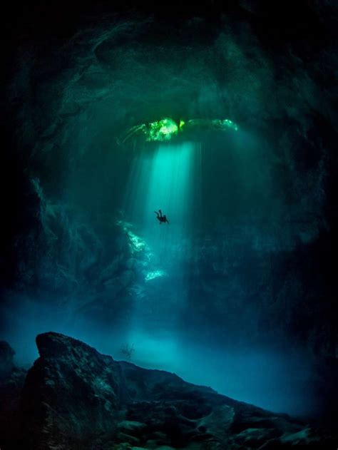 Beautiful Underwater Cavern Vista Taken Beneath A Jungle