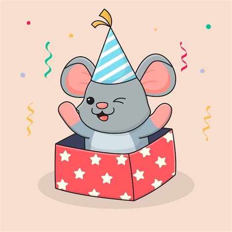 cute happy birthday mouse premium vector