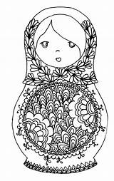 Coloring Pages Russian Dolls Russia Adult Coloriage Doll Colouring Adults Printable Russe Color Poupée Matryoshka Sheets Russie Books Book Colorier sketch template