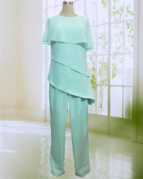 hot sale mother of the bide pant suits vintage comfortable long chiffon trousers set for summer
