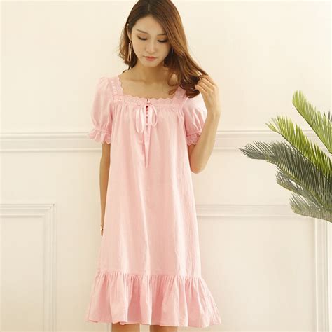 short sleeved pink nightgowns for women sleepwear viscose ruffled