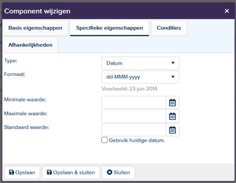 component datumtijd researchmanager support