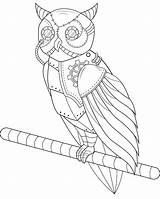 Steampunk Coloring Pages Owl Printable sketch template