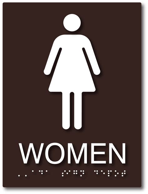 womens restroom signs  tactile text  grade  braille  sign depot