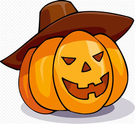 halloween emoji pumpkin face wear cowboy hat citypng