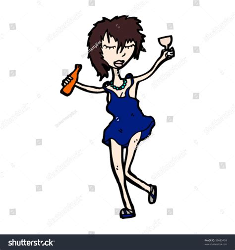 drunk dancing woman cartoon stock vector illustration