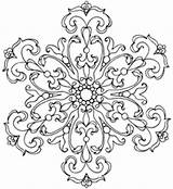 Coloring Damask Mandala Snowflake Pages Patterns Mandalas Snowflakes Embroidery Tattoo Getdrawings Es sketch template