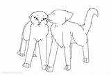 Cats Warrior Coloring Pages Kissing Printable Kids Color sketch template
