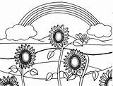 Sunflower Coloring Pages Beautiful Blossom Rainbow sketch template