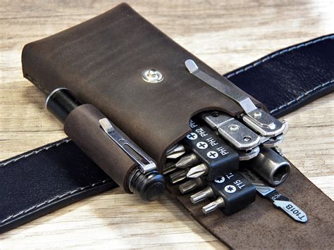 edc leather belt pouch edc pocket organizer pouch  etsy