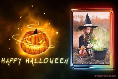 pumpkin halloween card with photo frames