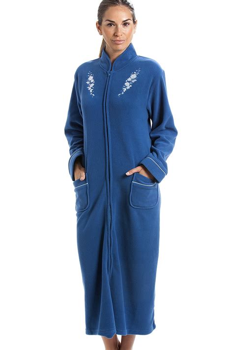 soft warm fleece blue zip  front housecoat