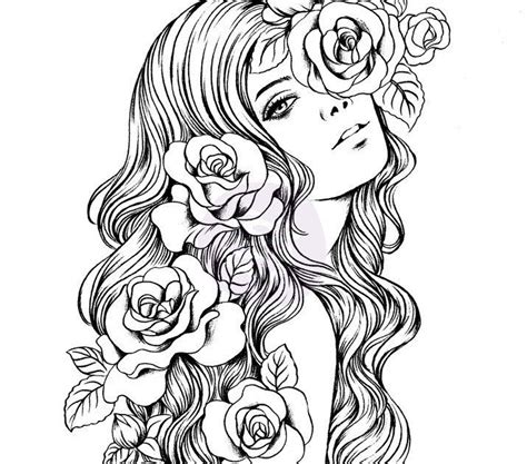 beautiful women coloring pages  adults images  pinterest