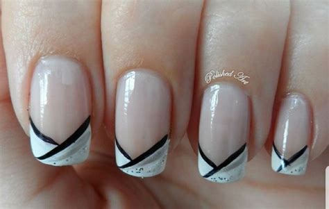 Nails Nail Design Fench Tip Black And White Lines