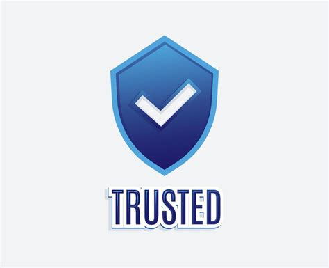 blue trusted logo badge  text  shild icon  vector art
