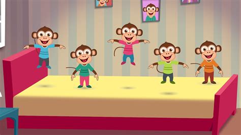 monkeys jumping   bed nursery rhyme cartoon
