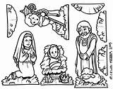 Nativity Coloring Scene Pages Printable Cut Jesus Color Christmas Print Kids Birth Mary Mother Children Virgin Template Colouring Figures Set sketch template