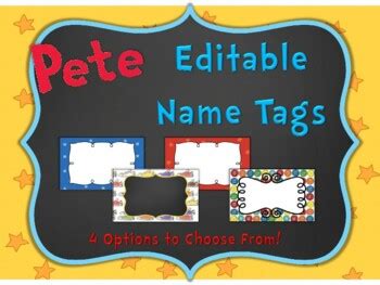 pete  cat inspired editable  tags  april showers tpt