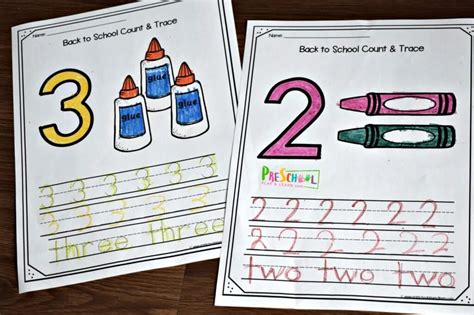 number   tracing  review worksheets  preschool