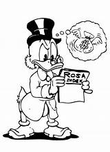 Scrooge Mcduck Loosing Thinking Coloring Money His sketch template