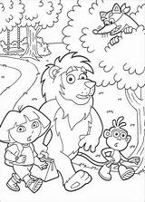 Dora Coloring Explorer Lion Swiper Boots Pages Printable Cartoons Kids Exlorer Colouring Color Print Clipart Fun Drawings Coloriage Library Leon sketch template