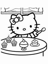 Kitty Hello Coloring Kids Pages Color Print Characters Few Details sketch template