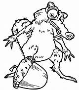 Squirrel Coloring Scrat Toothed Saber Ice Age Manny sketch template
