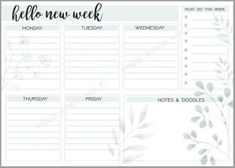 printable weekly planner weekly planner  printable