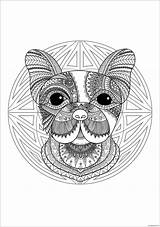 Mandala Geometric Pages Dog Coloring Head Cute Patterns Color sketch template