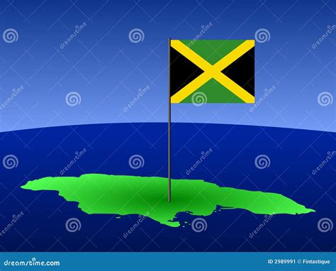 Map Of Jamaica With Flag Stock Image Image 2989991