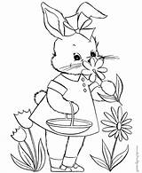 Bunny Rabbit Coloring Pages Cute Template Easter Flower Printable Templates Easy Drawing Color Colouring Picking Print Shape Sheets Spring Kids sketch template