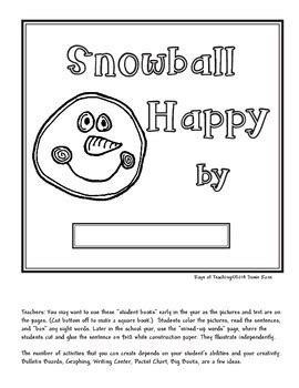 snowball happy  kindergarten  susie teachers pay teachers