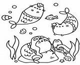 Coloring Pages Pusheen Cat Underwater Printable Color Print Info sketch template