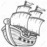 Ship Outline Drawing Pirate Coloring Viking Cartoon Island Boat Pages Dibujo Sailing Vector Trap Container Loď Book Getdrawings Map Kreslená sketch template