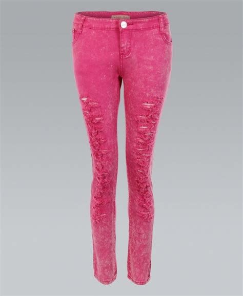misskrisp tie dye ripped neon pink skinny jeans womens