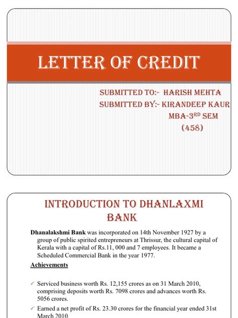 letter  credit  letter  credit banking