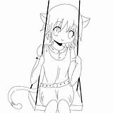 Coloring Anime Girl Pages Cute Neko Kawaii Coloringhome Via sketch template