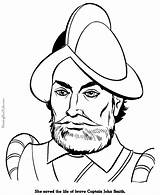 John Captain Smith Coloring Pages History American Patriotic Printing Help Kids sketch template