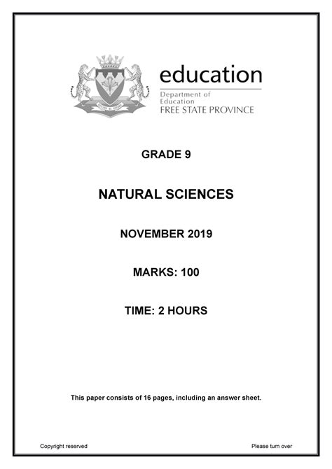 grade  natural science nov  qp eng  grade  natural sciences november