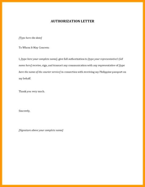 sample authorization letter template  examples
