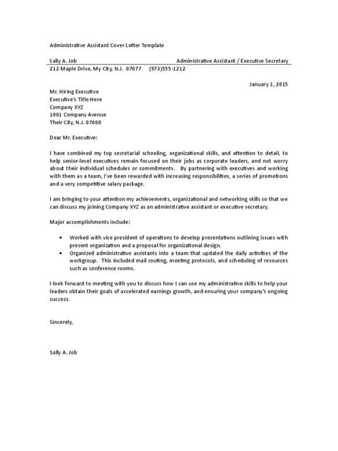 sample cover letter for administrative assistant database