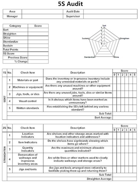 5s Audit Worksheet