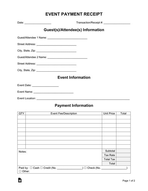 event receipt template word great receipt forms