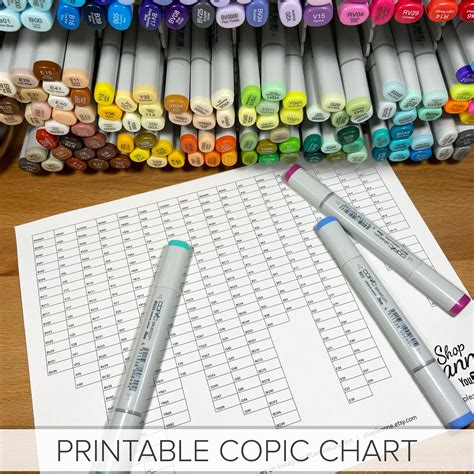 printable copic marker chart full marker chart print  colour easy