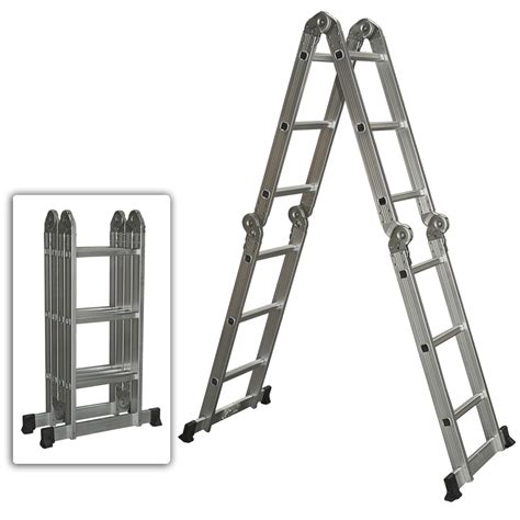 ladder  foot multi purpose position aluminum folding build master tools