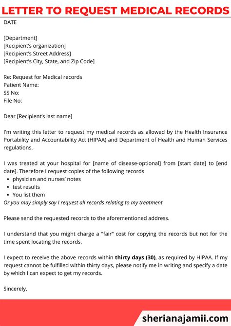 letter  request medical records  guide  sample sheria
